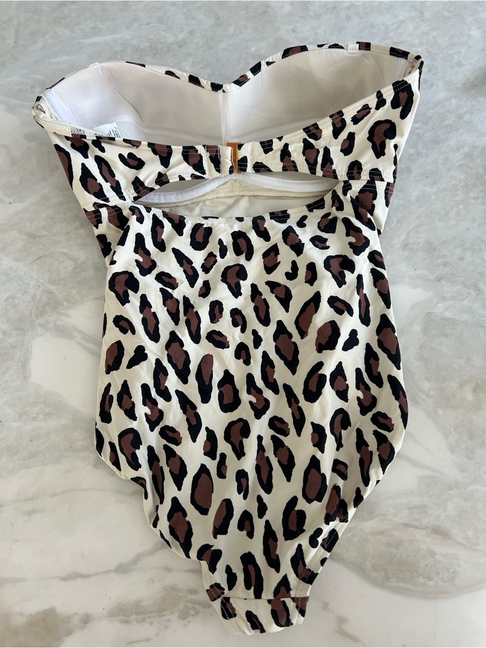 DKNY  lady’s Leopard Print Strapless One-Piece Swimsuit - Cream, Brown & Black - Picture 3 of 3